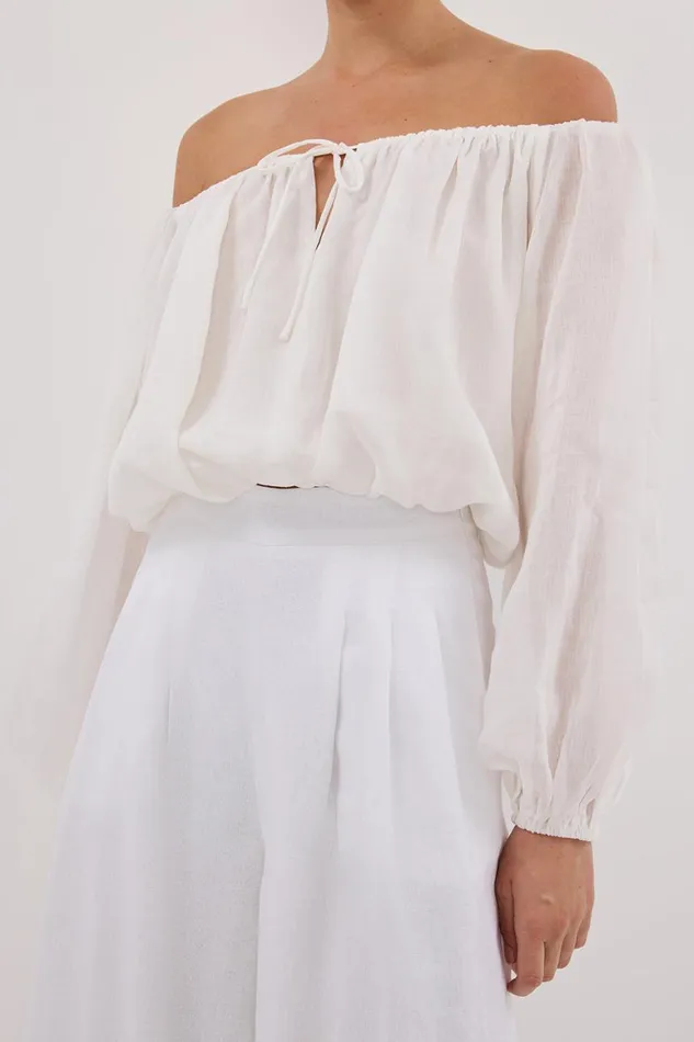 DISSH Pants CODY WHITE WIDE LINEN PANT 8211 Women