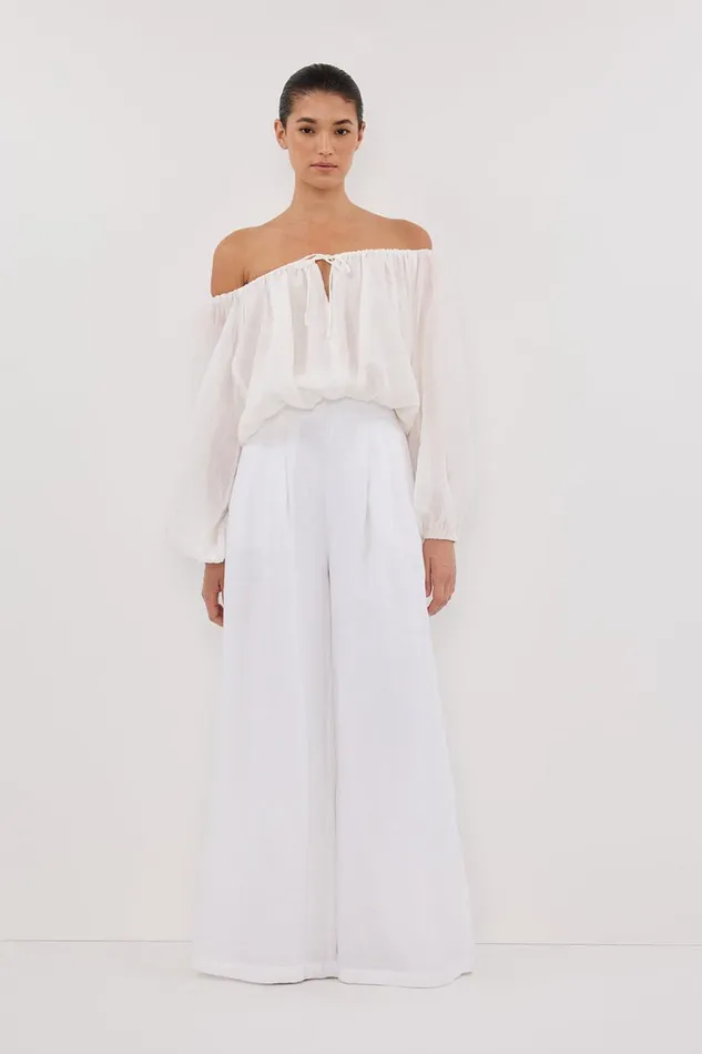DISSH Pants CODY WHITE WIDE LINEN PANT 8211 Women