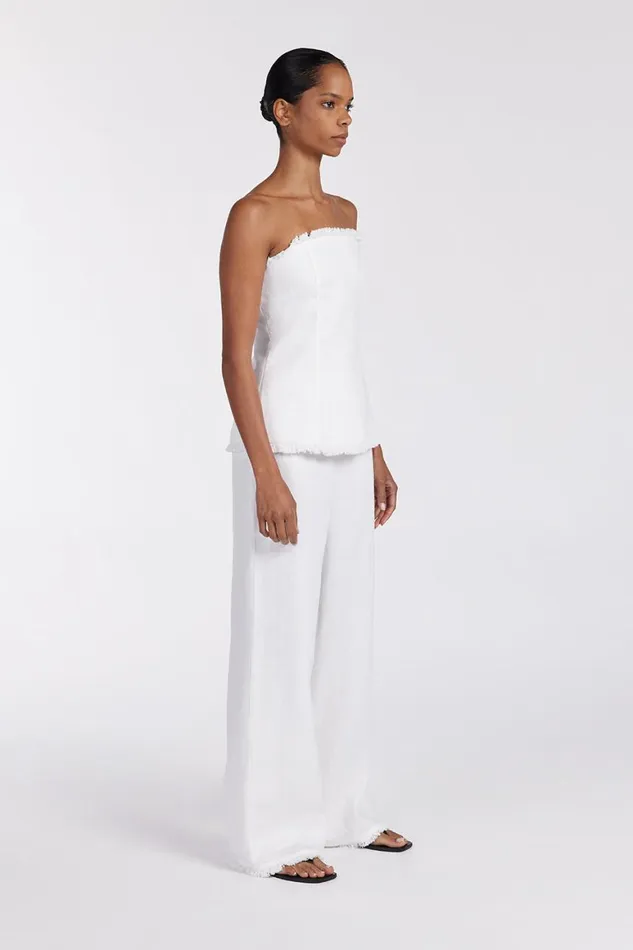 DISSH Pants ZAHARA WHITE LINEN FRINGED PANT 8211 Women
