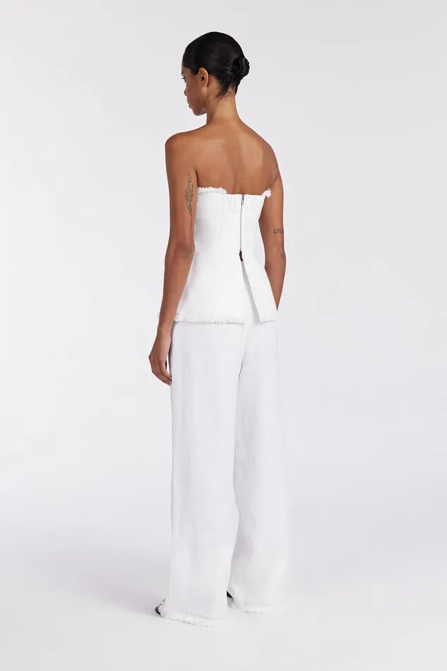 DISSH Pants ZAHARA WHITE LINEN FRINGED PANT 8211 Women