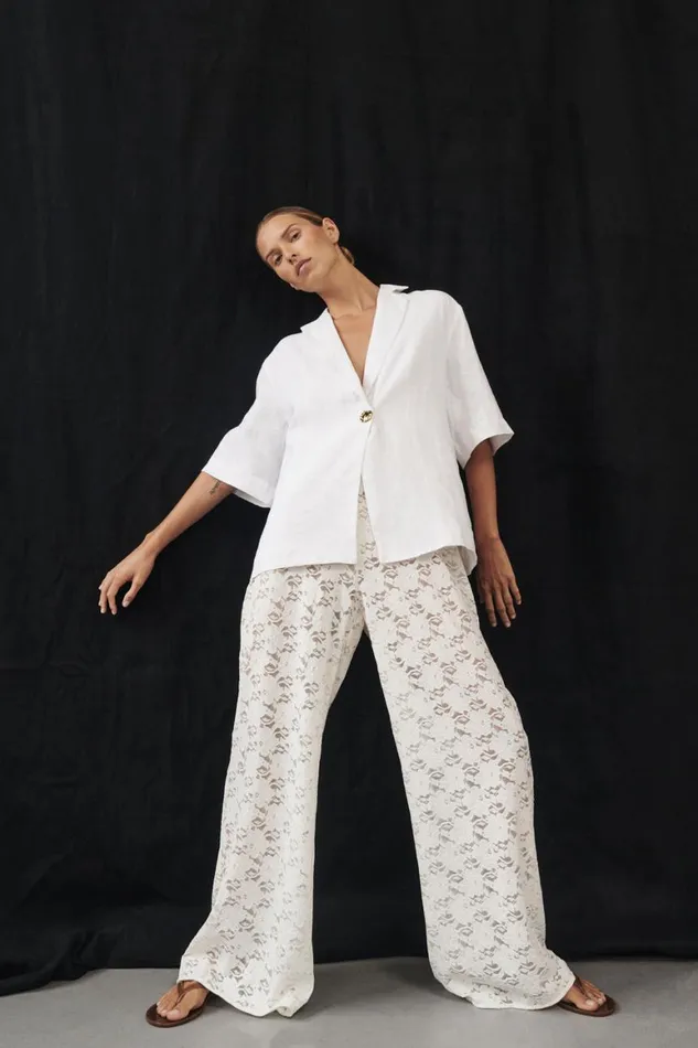 DISSH Shirts NALA WHITE LINEN RESORT SHIRT 8211 Women