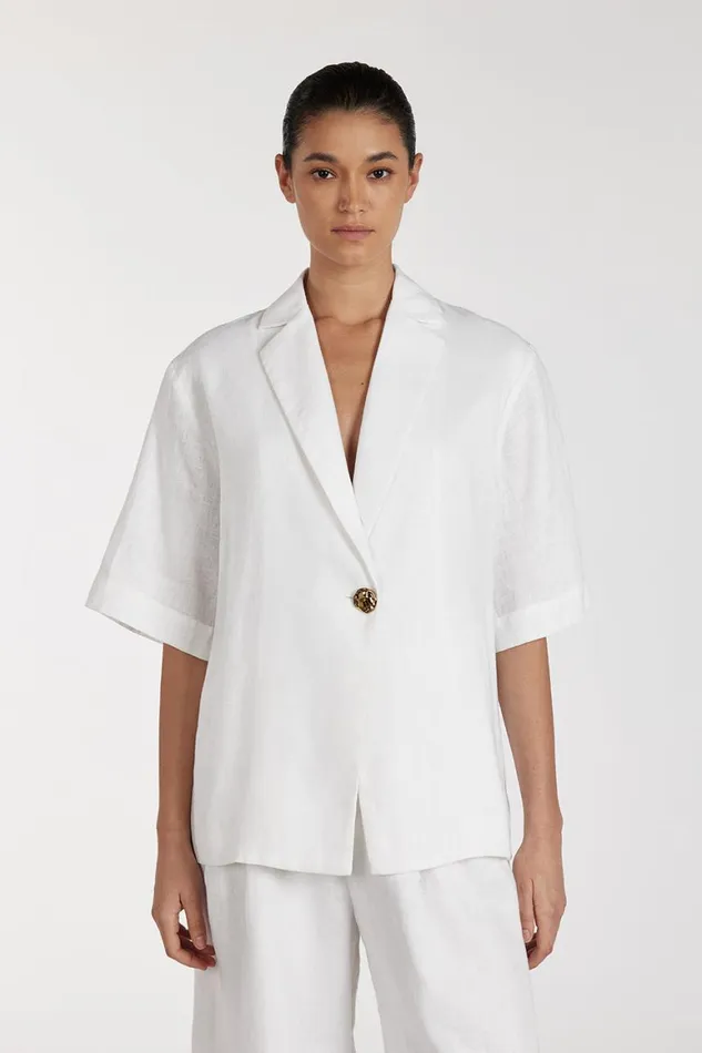 DISSH Shirts NALA WHITE LINEN RESORT SHIRT 8211 Women