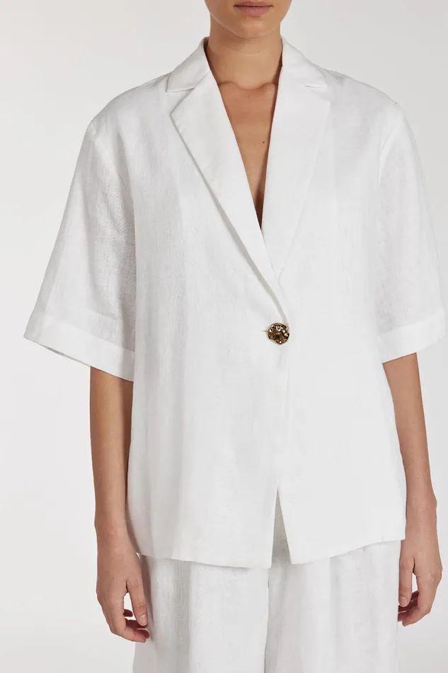 DISSH Shirts NALA WHITE LINEN RESORT SHIRT 8211 Women