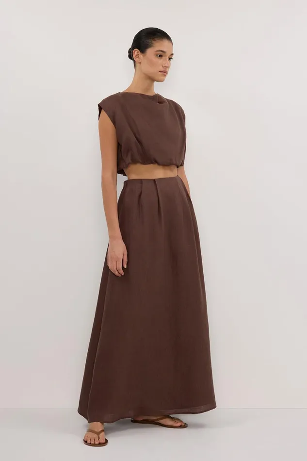 DISSH Tops AMY CHOC LINEN BUBBLE TOP 8211 Women