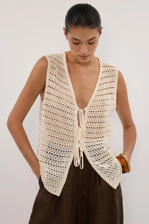DISSH Vests NOAH NATURAL CROCHET KNIT VEST 8211 Women