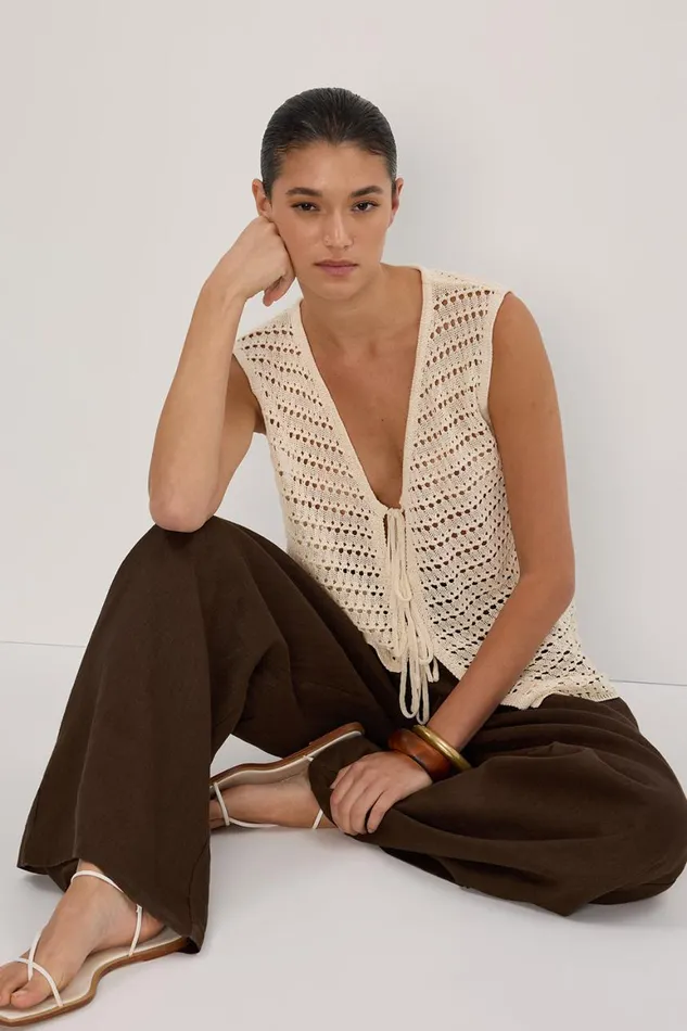 DISSH Vests NOAH NATURAL CROCHET KNIT VEST 8211 Women