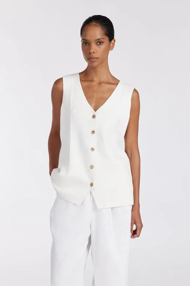 DISSH White Tops LISA OFF WHITE TAILORED KNIT VEST 8211 Women