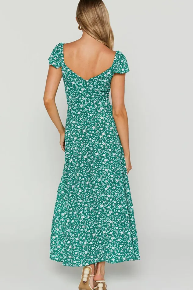Donissa Midi Dress 8211 Thigh Split Flutter Sleeve Dress In Green Women Showpo Curve Clothes