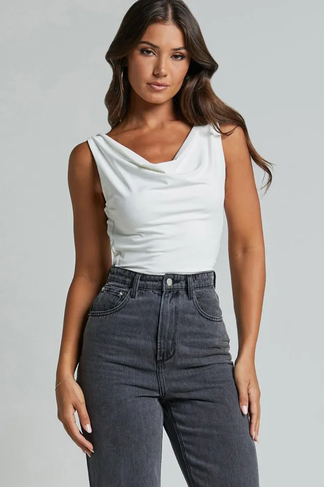 Doris Top 8211 Cowl Neck Crop Top In White Women Showpo Tops