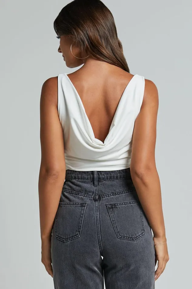 Doris Top 8211 Cowl Neck Crop Top In White Women Showpo Tops