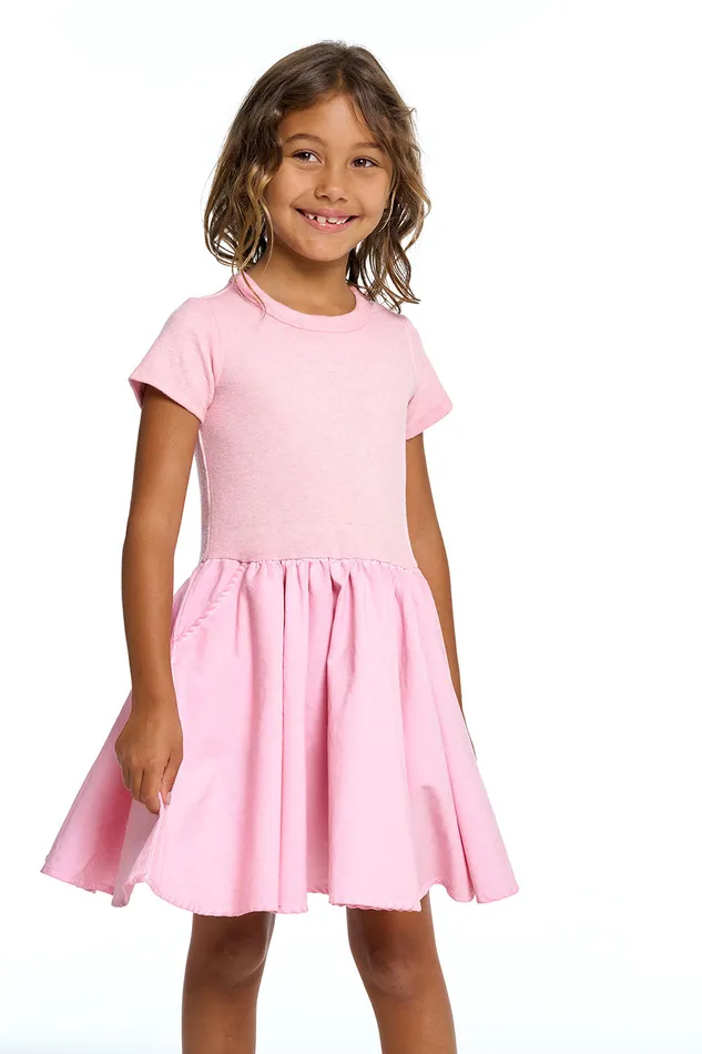 Dresses and Skirts Girls Heirloom Wovens And Linen Rib Short Sleeve Twirl Dress Chaser Brand