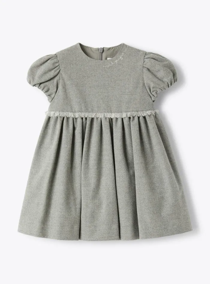 Dresses Baby 036Girl 216 Il Gufo Technowool With Elastic Puff Sleeves