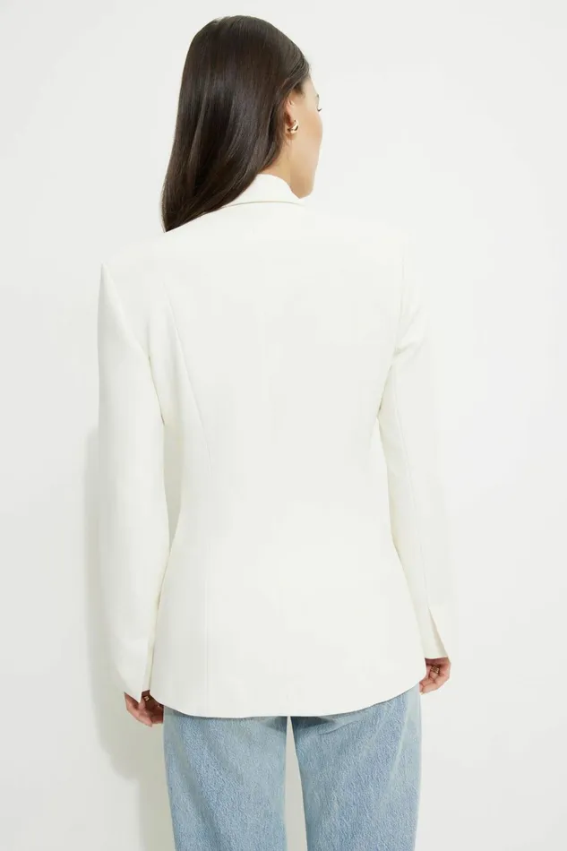 Dynamite Blazers and Vests Women Single Button Fitted Blazer Beige