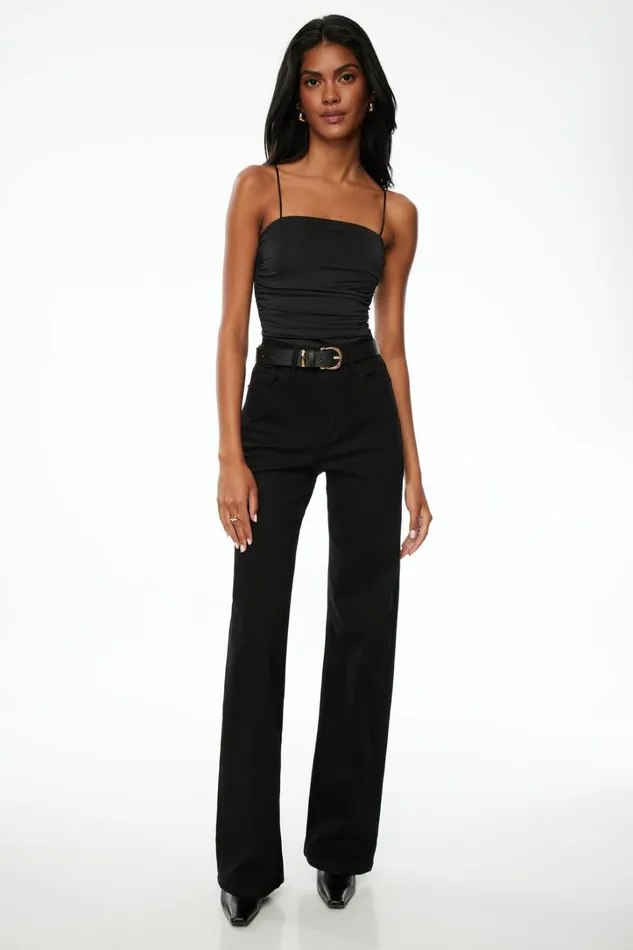 Dynamite Bodysuits Women Ruched Tube Bodysuit Black