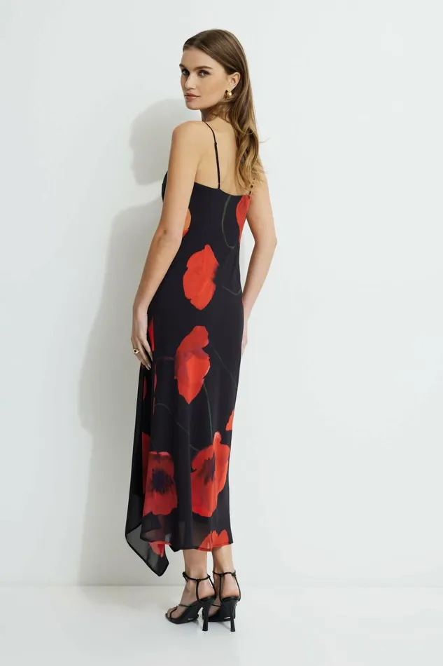 Dynamite Dresses and Jumpsuits Women Asymmetric Maxi Slip Dress Red