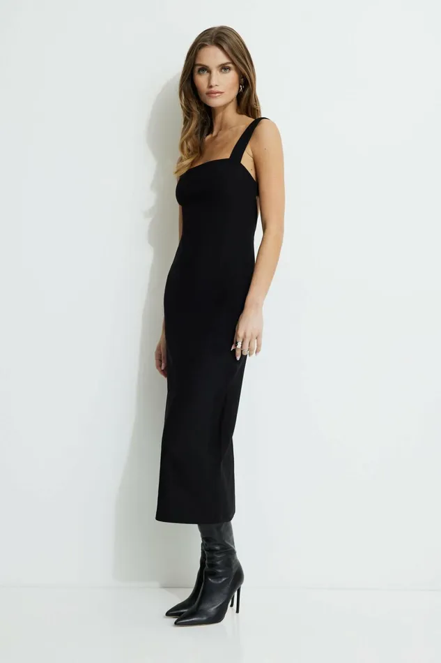 Dynamite Dresses and Jumpsuits Women Open Back Midi Dress Black