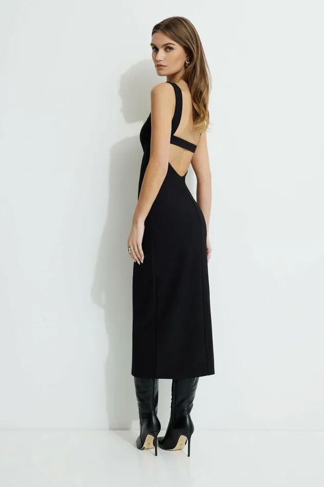 Dynamite Dresses and Jumpsuits Women Open Back Midi Dress Black