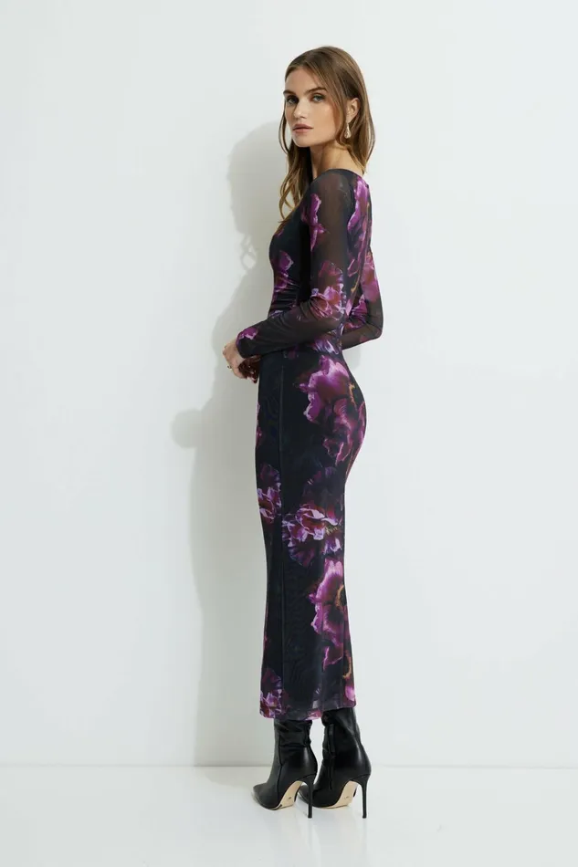 Dynamite Dresses and Jumpsuits Women Serene Mesh Maxi Dress Purple