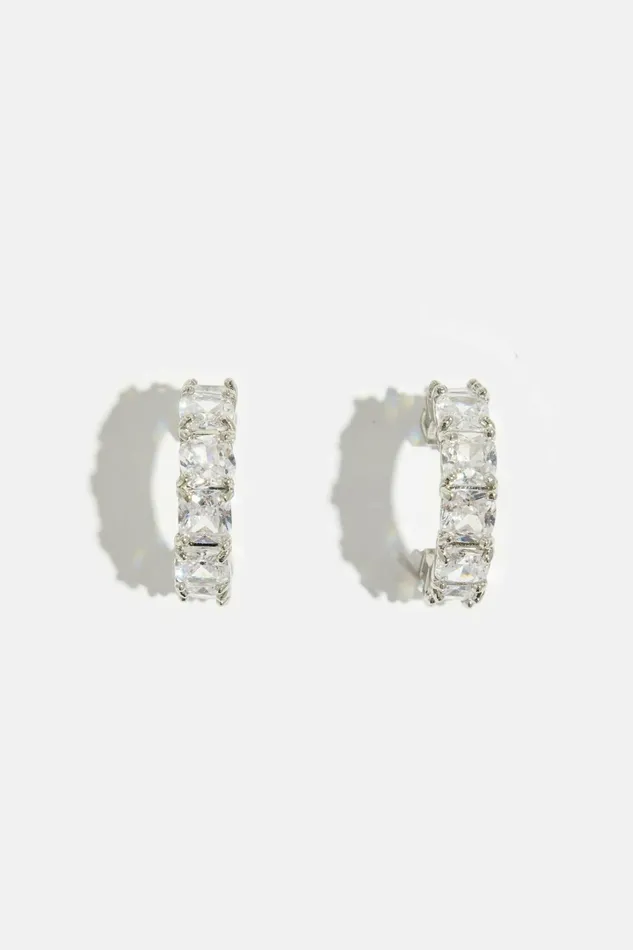 Dynamite Earrings Women Chunky Gem Hoop Earrings Gray