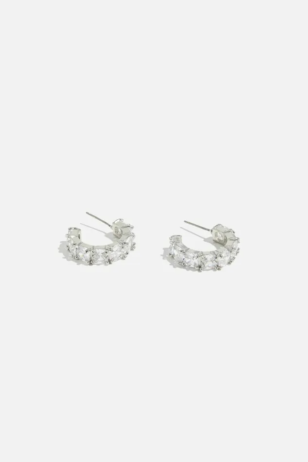 Dynamite Earrings Women Chunky Gem Hoop Earrings Gray