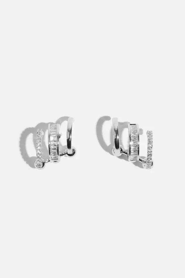 Dynamite Earrings Women Mini Baguette Ear Crawler Earrings Grey