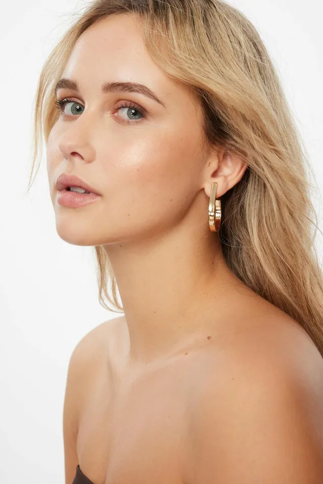 Dynamite Earrings Women Open Loop Hoop Earrings Yellow