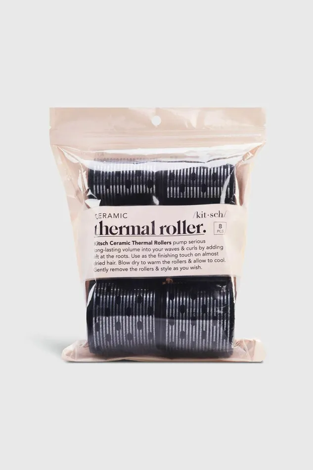 Dynamite Hair Accessories Women KITSCH Ceramic Hair Roller 8pc Variety Pack BLACK