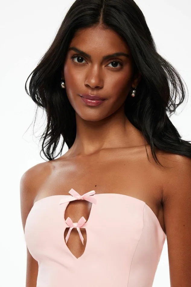 Dynamite Mini Dresses Women Bows Mini Tube Dress Pink