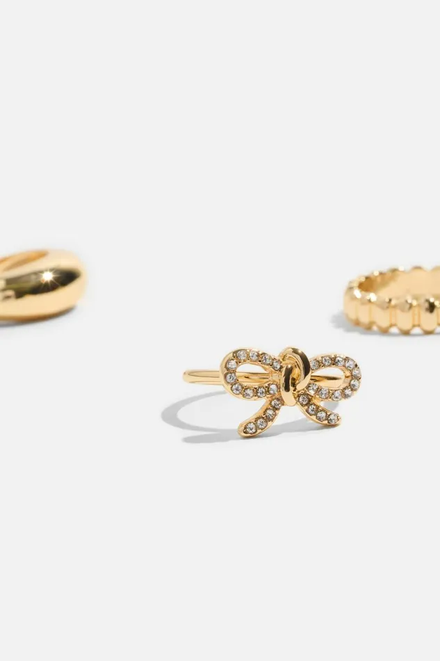 Dynamite Rings Women 3Pack Gem Knotted Bow Rings White