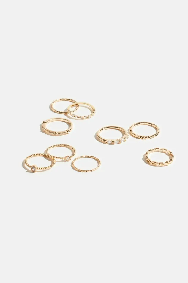 Dynamite Rings Women 9Pack Delicate Gem Rings White