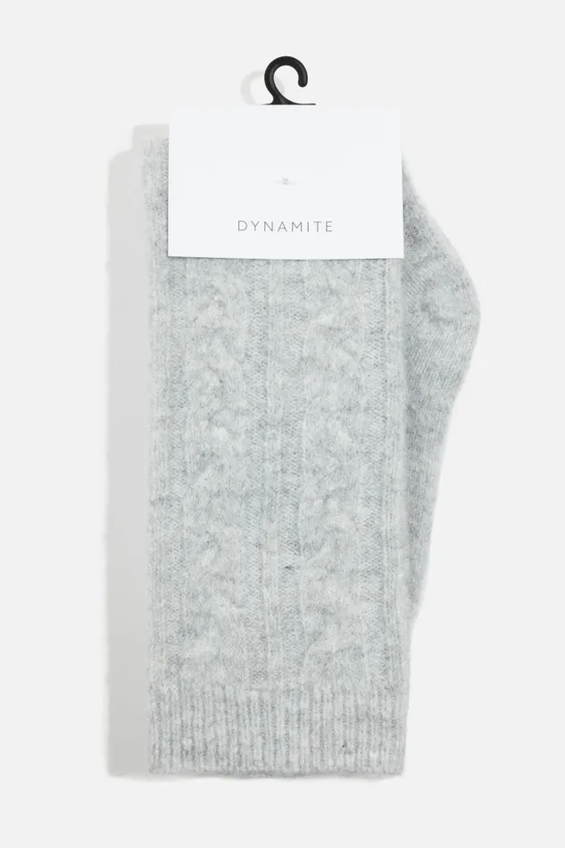 Dynamite Socks and Tights Women Heavenlyarn Cable Knit Calf High Socks Gray