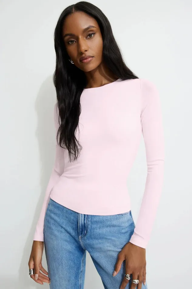 Dynamite Tops Women Kyla Jersey Long Sleeve TShirt Pink