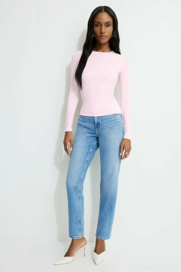 Dynamite Tops Women Kyla Jersey Long Sleeve TShirt Pink