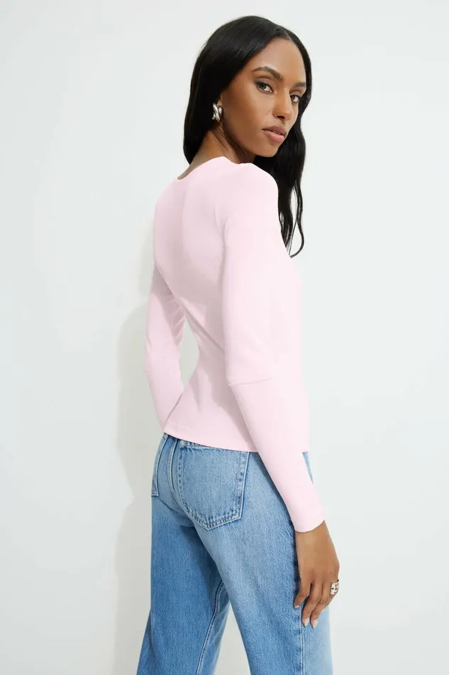 Dynamite Tops Women Kyla Jersey Long Sleeve TShirt Pink