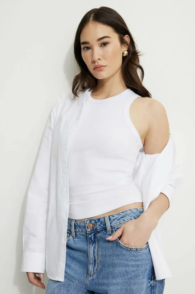 Dynamite Tops Women Tedi Ribbed Tank Top White