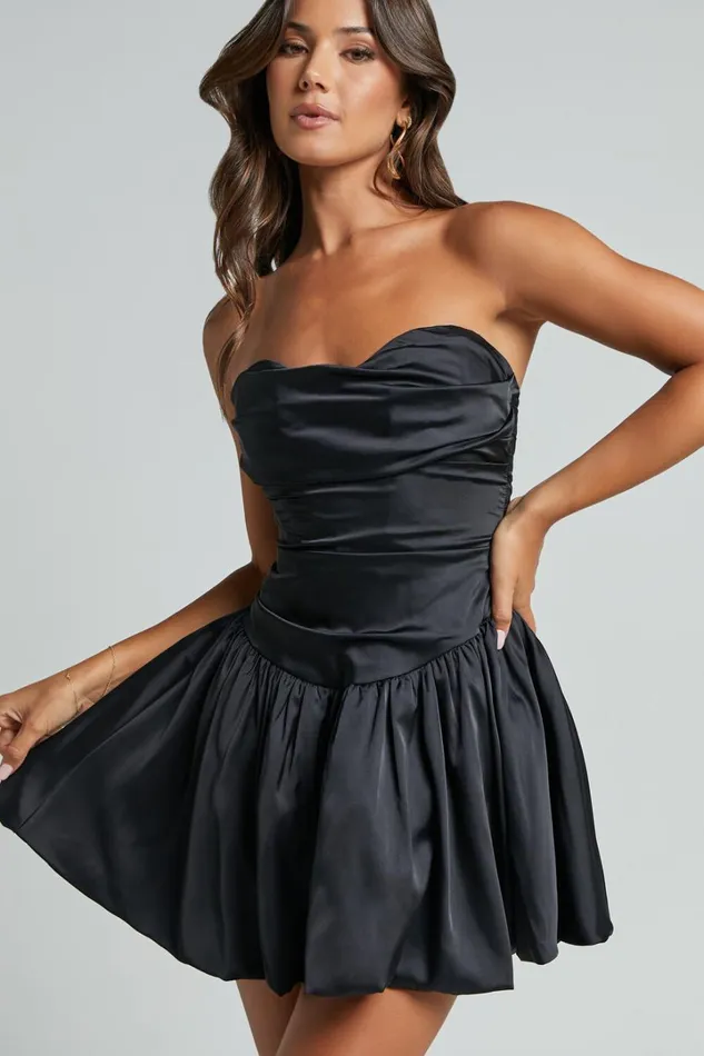 Edina Mini Dress 8211 Strapless Drop Waist Puff Ball Dress In Black Women Showpo Dresses Edina Mini Dress 8211 Strapless Drop Waist Puff Ball Dress In Black Women Showpo Dresses
