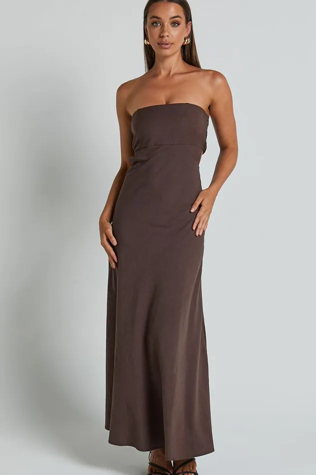 Elerie Maxi Dress 8211 Strapless Linen Dress In Chocolate Women Showpo Maternity Clothes Elerie Maxi Dress 8211 Strapless Linen Dress In Chocolate Women Showpo Maternity Clothes