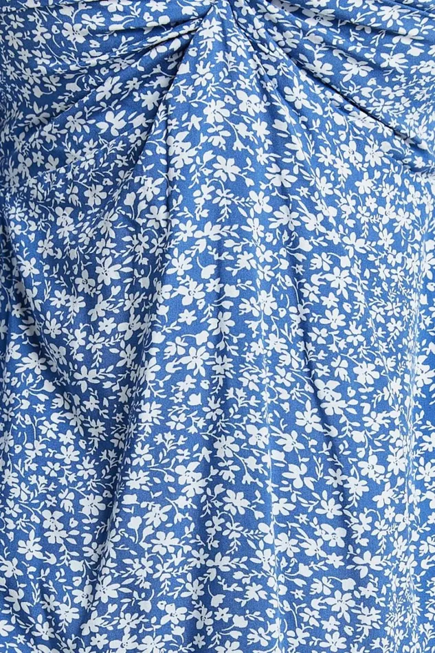 Ellison Mini Dress 8211 34 Sleeve Twist Bodice Dress In Blue Floral Women Showpo Dresses