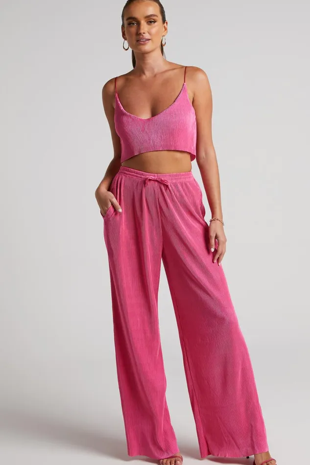 Elowen Two Piece Set 8211 Plisse Crop Top And Relaxed Wide Leg Pants Set In Pink Women Showpo Curve Clothes Elowen Two Piece Set 8211 Plisse Crop Top And Relaxed Wide Leg Pants Set In Pink Women Showpo Curve Clothes