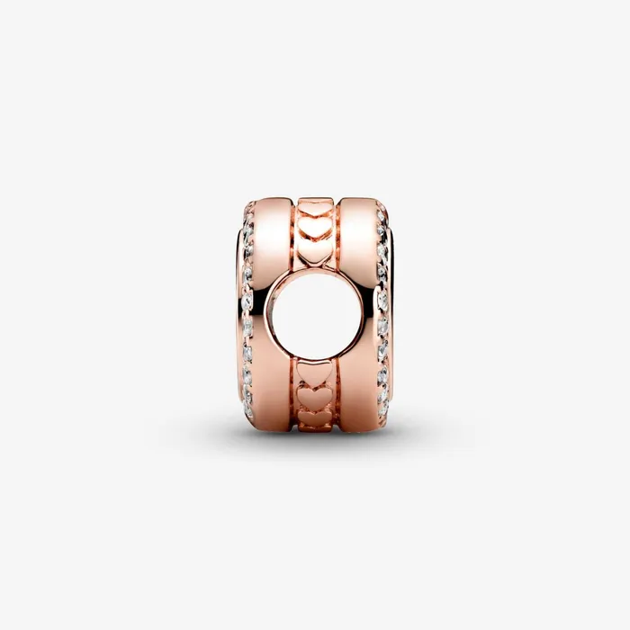 Engravable Charms Women Pandora Engravable Sparkling Button Charm Rose Gold Plated