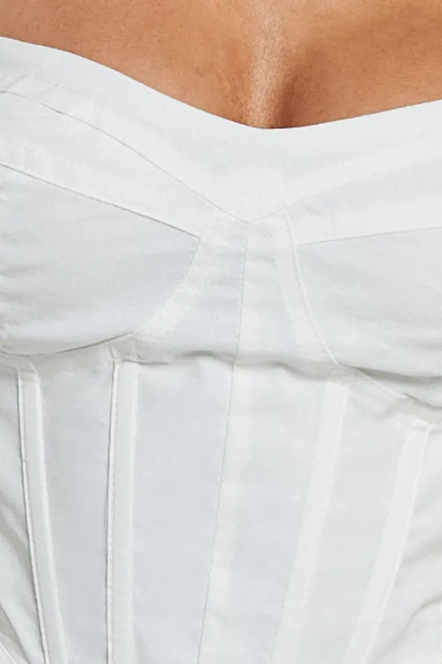 Estella Top 8211 Puff Sleeve Corset Bustier Top In White Women Showpo Curve Clothes