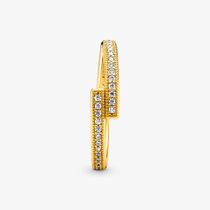 Eternity Rings Women Pandora Sparkling Overlapping Ring Gold Plated