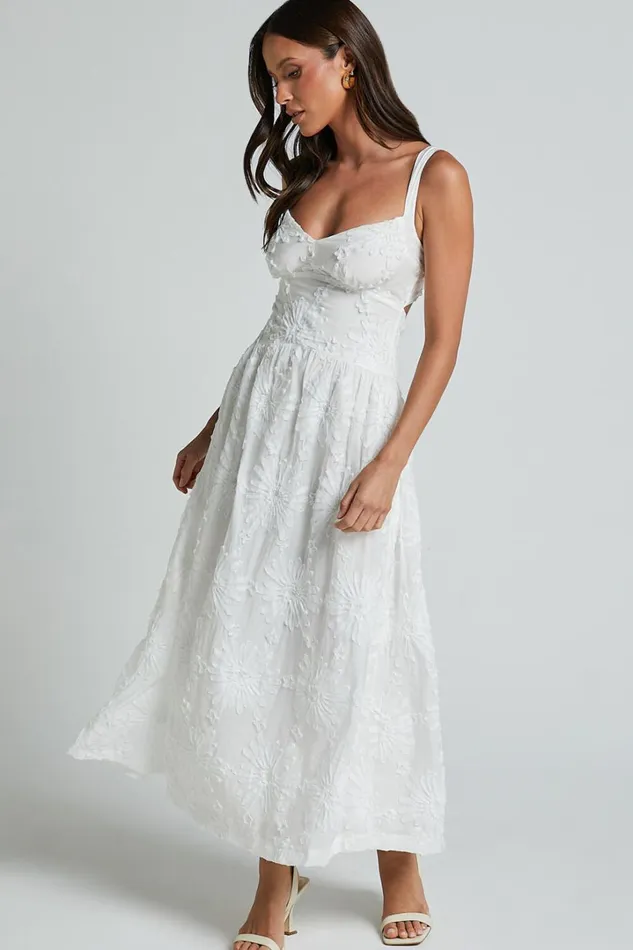 Eugene Midi Dress 8211 Wide Strap Sweetheart Bust A Line Dress In White Women Showpo Dresses