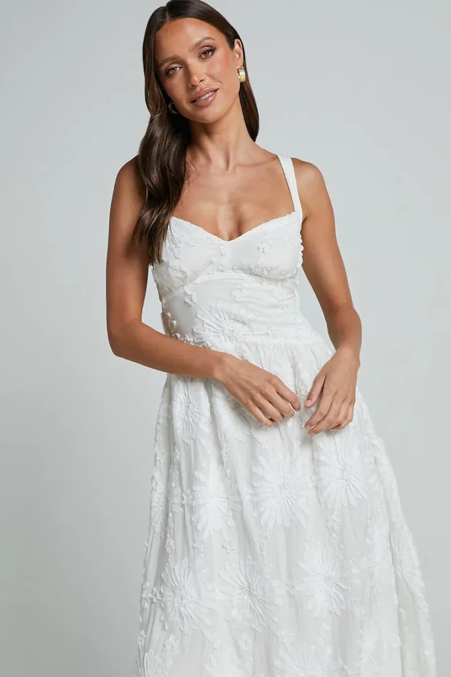 Eugene Midi Dress 8211 Wide Strap Sweetheart Bust A Line Dress In White Women Showpo Dresses