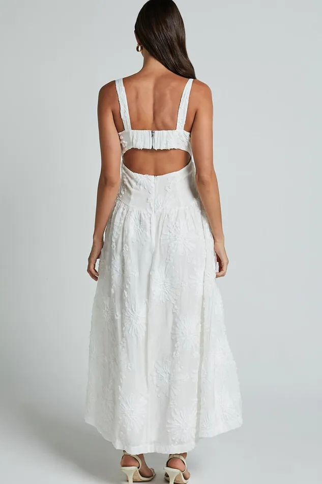 Eugene Midi Dress 8211 Wide Strap Sweetheart Bust A Line Dress In White Women Showpo Dresses