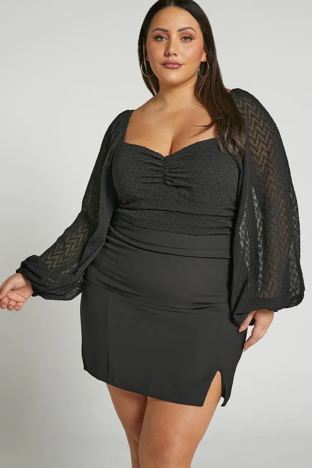 Evelenna Mini Skirt 8211 High Waisted Split Skirt In Black Women Showpo Curve Clothes