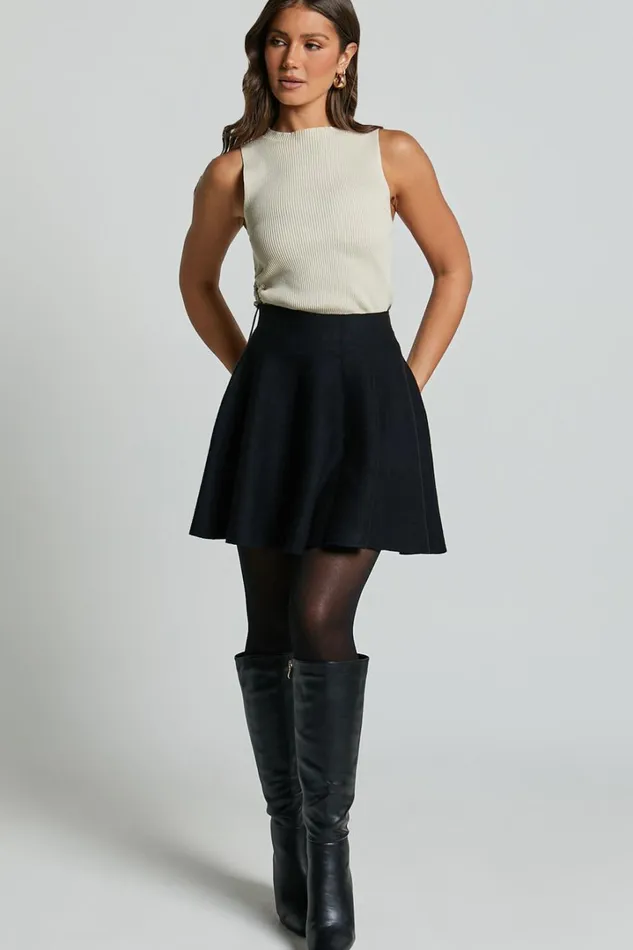 Farrah Mini Skirt 8211 High Waisted A Line Skirt In Black Women Showpo Skirts