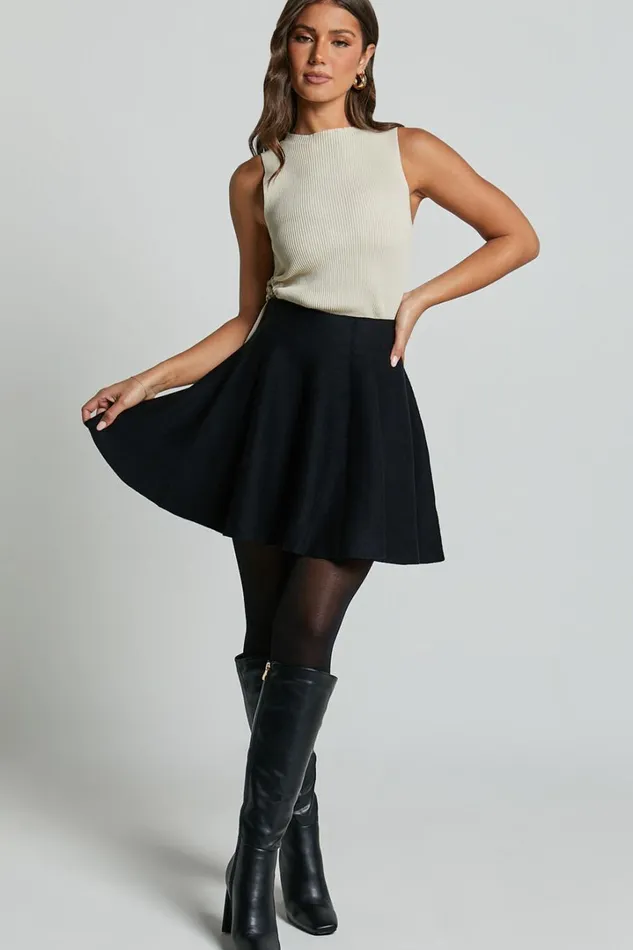 Farrah Mini Skirt 8211 High Waisted A Line Skirt In Black Women Showpo Skirts