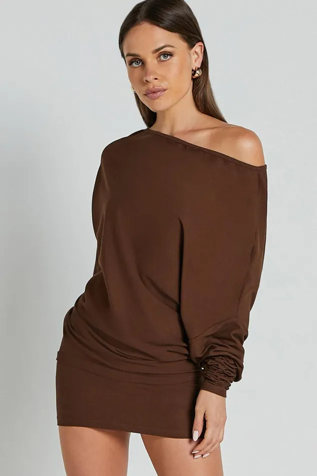 Fermina Mini Dress 8211 Long Sleeve Bodycon Dress In Chocolate Women Showpo Basics