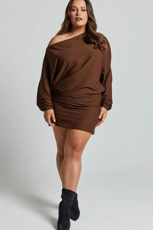 Fermina Mini Dress 8211 Long Sleeve Bodycon Dress In Chocolate Women Showpo Basics